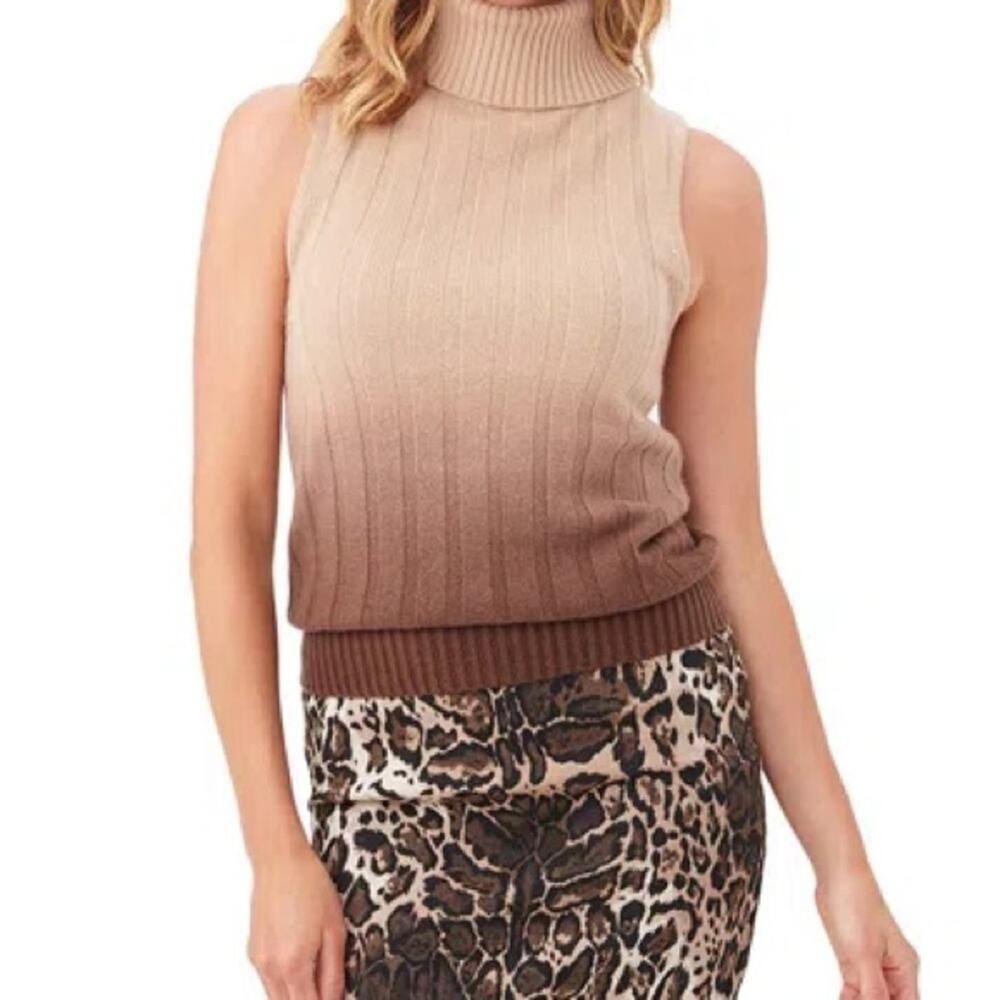 Trina Turk Cashmere Turtleneck Ombré Sweater Tan/Brown Size M